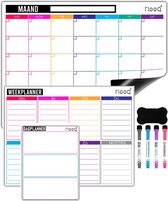FLOOQ Magnetische Maandplanner Weekplanner 2024 en Boodschappenlijst - Complete set - Planbord - Familieplanner - Dagplanner - To Do Planner - Inclusief Markers & wisser
