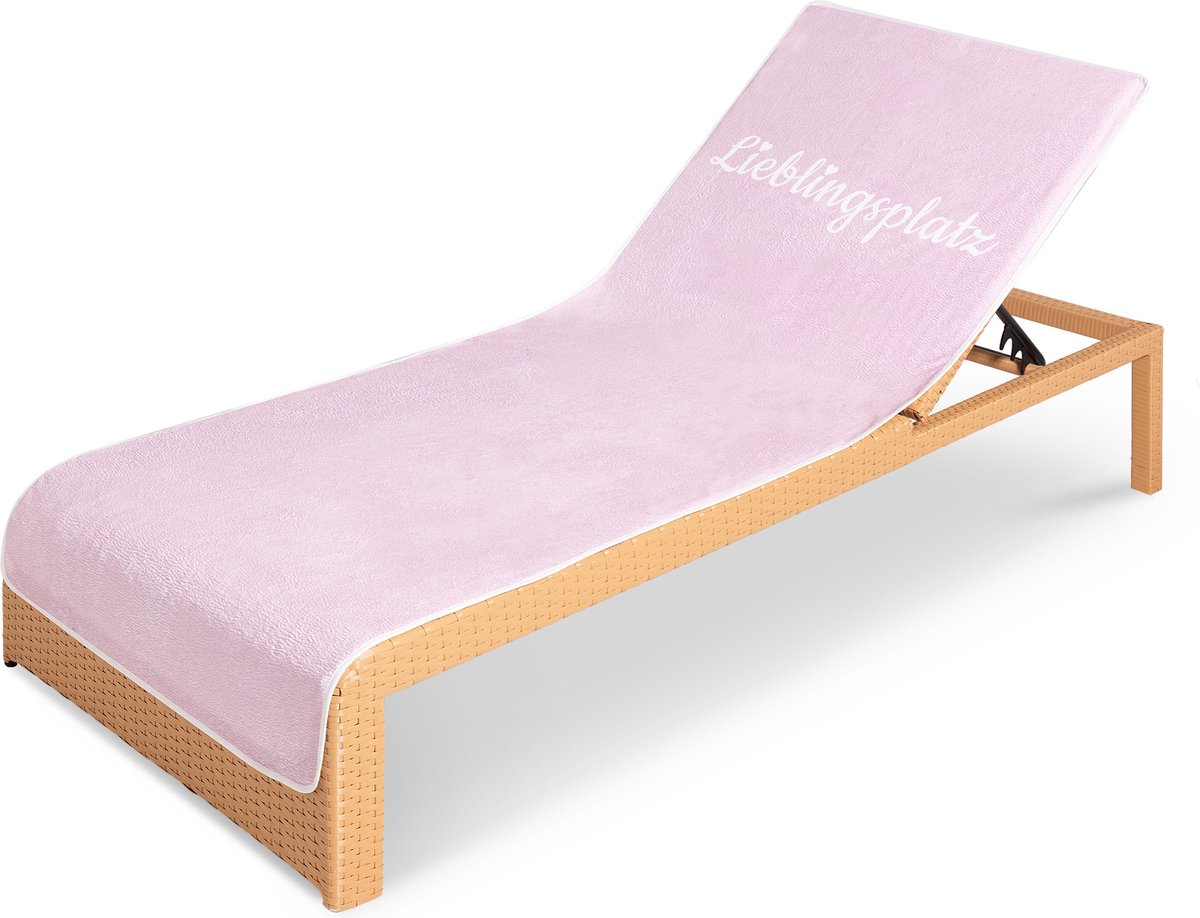 HOMELEVEL badstof overtrek voor ligstoelen - Handdoek katoenmix met opdruk - Handdoek voor loungebedden - Badstof hoes 200 cm x 75 cm