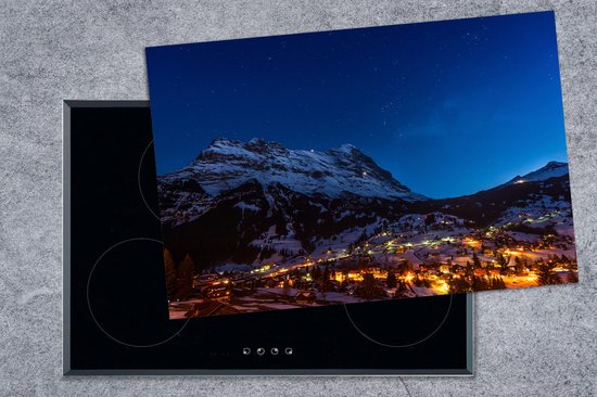 KitchenYeah® Inductie beschermer 76x51.5 cm - Nacht in Grindelwald - Kookplaataccessoires - Afdekplaat voor kookplaat - Inductiebeschermer - Inductiemat - Inductieplaat mat