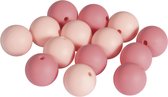 Ronde Roze Siliconen Kralen - 15mm - 14 stuks - koord - beads
