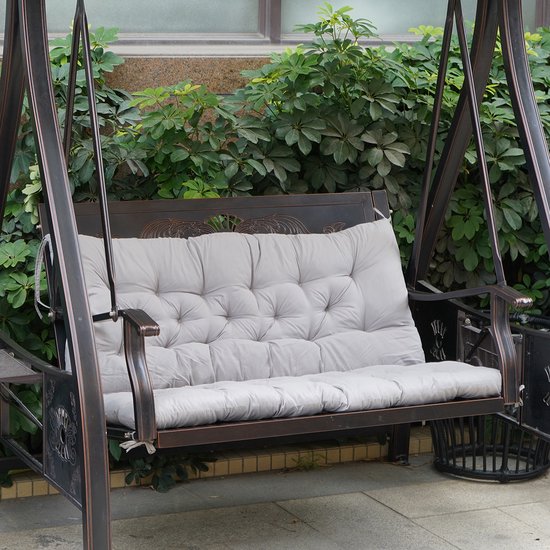 TexDeko® Premium zitkussen voor schommelbank met rugleuning, waterafstotend, uv-bestendig, bekleding voor tuinbank (140 x 50 x 50 cm, taupe