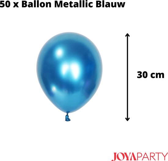 Joya® 50 Ballons Métalliques Blauw, Bleu, 30 cm, Ballon Latex, Chrome, Décoration