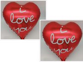 Ballon hart - ballonnen hartvorm - liefde - 2 x -Moederdag -Valentijnsdag - rood- i love you - doorsnede 45 cm