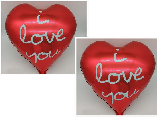 Ballon hart - ballonnen hartvorm - liefde - 2 x -Moederdag -Valentijnsdag - rood- i love you - doorsnede 45 cm