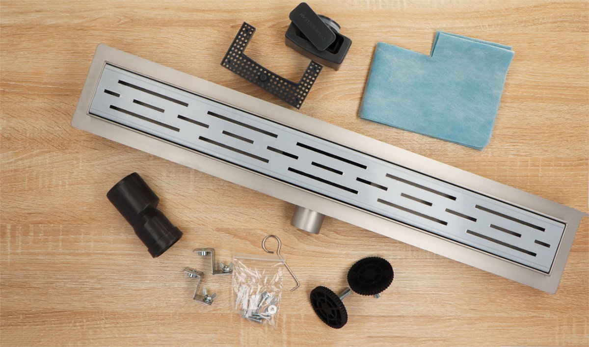 Douchegoot 60 cm met flens uitneembaar sifon en haarfilter Tyla