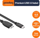 Powteq - 1 meter premium USB 3.0 kabel - USB C naar micro USB 3.0