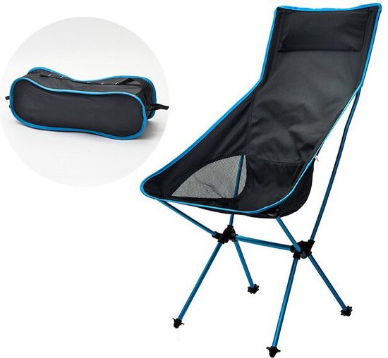 Tentock Campingstoel, opvouwbaar, draagbaar, campingstoel, high back, vouwstoel tot 150 kg, met hoofdsteun, kaki, geen zijvakken