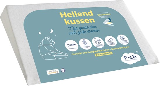 P'tit Lit Baby Hellend Kussen - 70x35 Cm, 15° Helling Tegen Reflux & Verkoudheid, OEKO-TEX Gecertificeerd