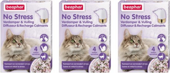 3x Beaphar No Stress Verdamper met navulling voor Katten - Anti-stressmiddel Met Vulling - 30ml
