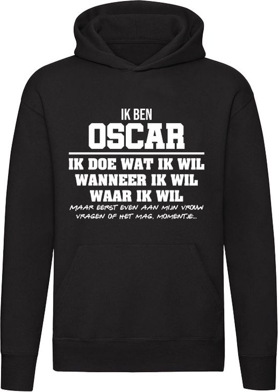 Oscar | verjaardagkado | verjaardag kado | cadeau | grappig | jarig | Unisex | Trui | Sweater | Hoodie | Capuchon | Zwart