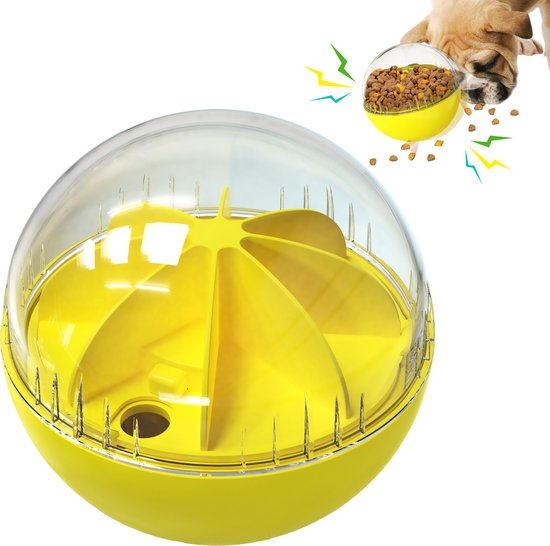 Interactieve speelbal GEEL - Wiebel-Giechel Speelbal voor de hond 12cm