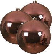3x stuks kunststof kerstballen lippenstift roze - 14 cm - glans - Onbreekbare plastic kerstballen