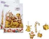48x stuks kunststof kerstornamenten inclusief piek goud voor een mini kerstboom