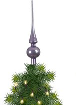 Kerstboom glazen piek lila paars glans 26 cm - Pieken/kerstpieken