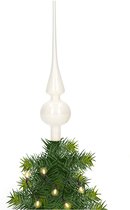 Glazen kerstboom piek/topper wit glans 26 cm - Pieken/kerstpieken