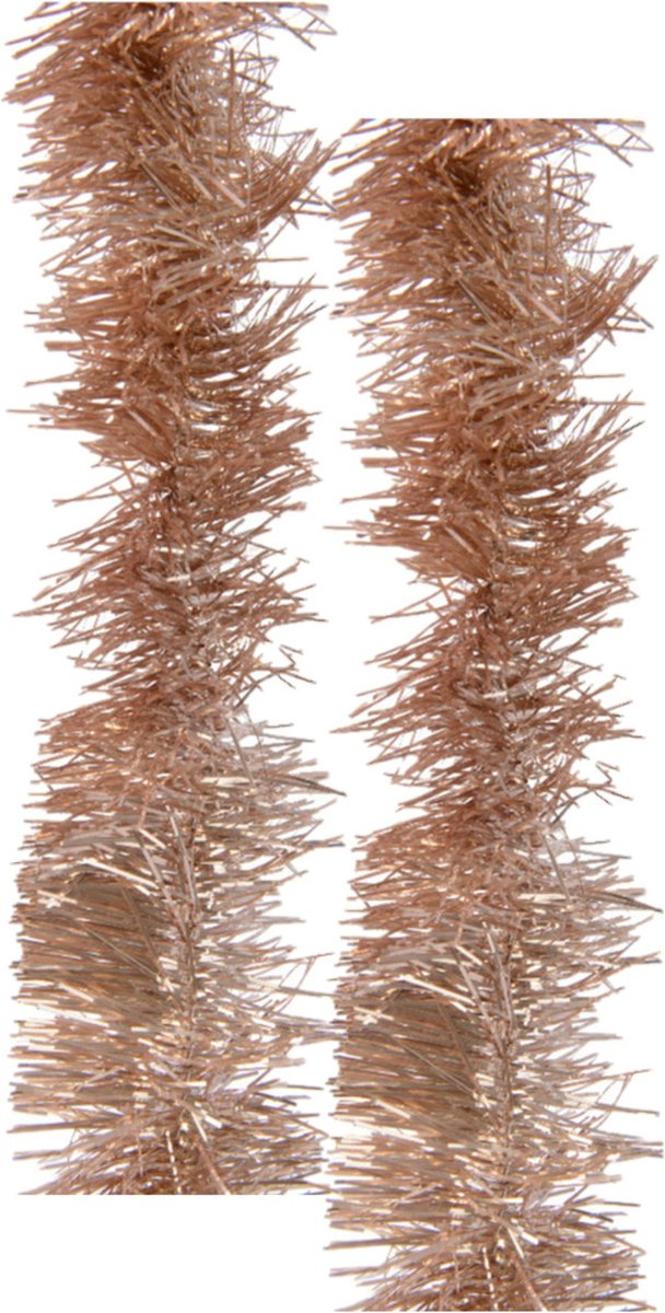2x Kerstslingers toffee bruin 270 cm - Guirlandes folie lametta - kerstslingers kerstversiering
