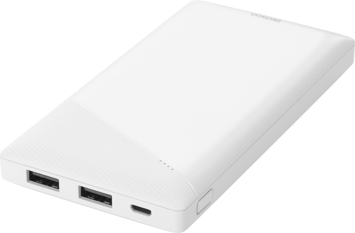 Deltaco - Powerbank - 10.000 mAh - 2x USB-A - 2 poorten - Wit
