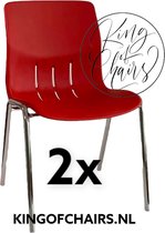King of Chairs -set van 2- model KoC Denver rood met verchroomd onderstel. Kantinestoel stapelstoel kuipstoel vergaderstoel tuinstoel kantine stoel stapel stoel Jolanda kantinestoelen stapelstoelen kuipstoelen stapelbare Napels eetkamerstoel