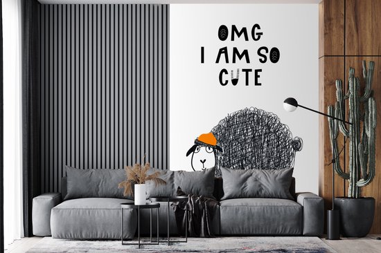 Illustration pour enfants avec la citation 'OMG je suis si mignon' et un mouton 160x240 cm