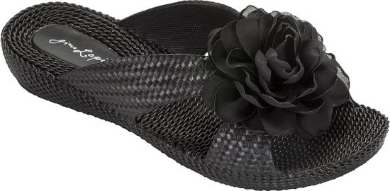 Slippers - Dames - Santiago - Bloem - Zwart - Maat 39