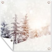 Affiche de jardin - Neige - Hiver - Toile de jardin - Arbre à peindre de jardin - Nature - Arbres - Décoration de jardin - 200x200 cm