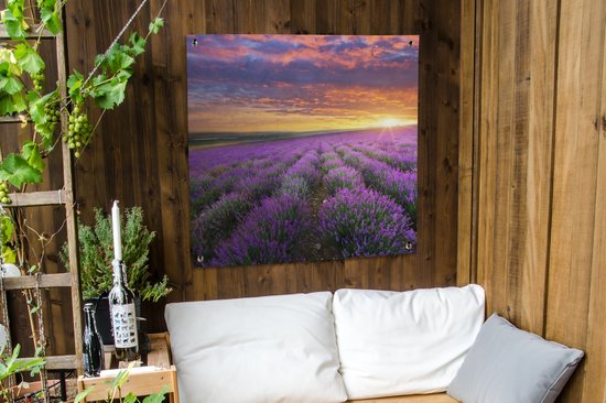 Gards Tuinposter Groene Boom in de Lavendel Bloemen - 180x90 cm