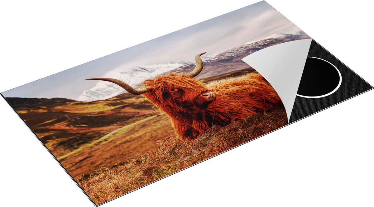 Chefcare Inductie Beschermer Schotse Hooglander in de Bergen - 90x55 cm - Afdekplaat Inductie - Kookplaat Beschermer - Inductie Mat