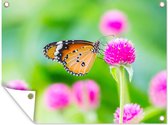 Tuinposter - Vlinder - Insecten - Bloemen - Fauna - Tuindecoratie - 40x30 cm - Tuindoek