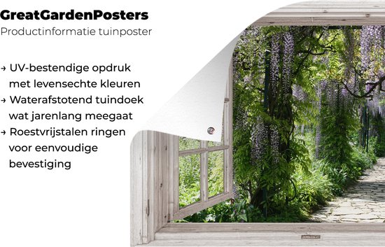 Affiche de jardin Wisteria - Fleurs - Transparentes - Arbre - Printemps - 120x80 cm - Toile de jardin