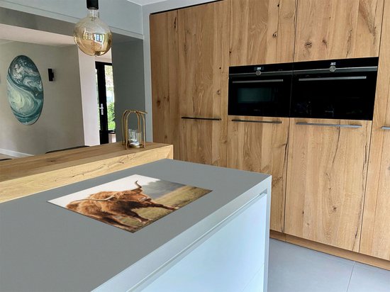 Chefcare Inductie Beschermer Schotse Hooglander met Hoorns - 65x55 cm - Afdekplaat Inductie - Kookplaat Beschermer - Inductie Mat