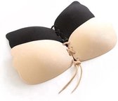 Strapless plak BH Multi Pack - Cup D - Plak Beha - met push up door de vetersluiting - beige & zwart - plakbeha