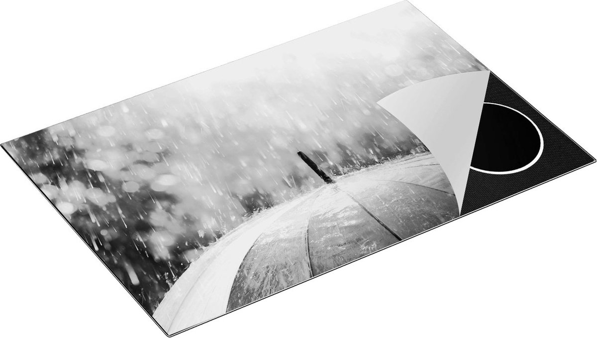 Chefcare Inductie Beschermer Regenboog Paraplu met Regen - Zwart Wit - 81,2x52 cm - Afdekplaat Inductie - Kookplaat Beschermer - Inductie Mat