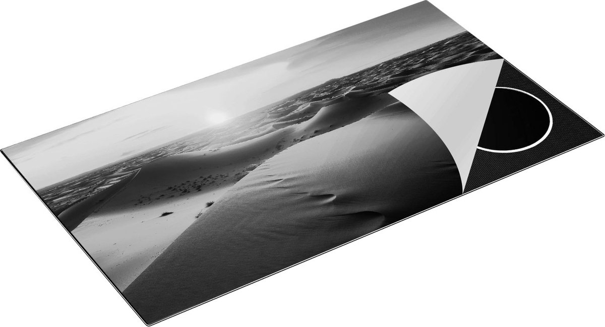 Chefcare Inductie Beschermer Woestijn in de Sahara bij Zonsondergang - Zwart Wit - 95x50 cm - Afdekplaat Inductie - Kookplaat Beschermer - Inductie Mat