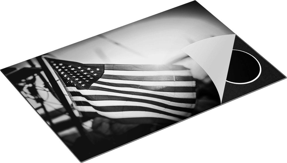 Chefcare Inductie Beschermer Amerikaanse Vlag - Verenigde Staten - Zwart Wit - 81x52 cm - Afdekplaat Inductie - Kookplaat Beschermer - Inductie Mat