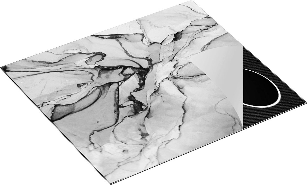 Chefcare Inductie Beschermer Abstracte Kunst - Zwart Wit - 59x51 cm - Afdekplaat Inductie - Kookplaat Beschermer - Inductie Mat