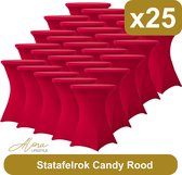 Statafelrok candy rood 80 cm - per 25 - partytafel - Alora tafelrok voor statafel - Statafelhoes - Bruiloft - Cocktailparty - Stretch Rok - Set van 25