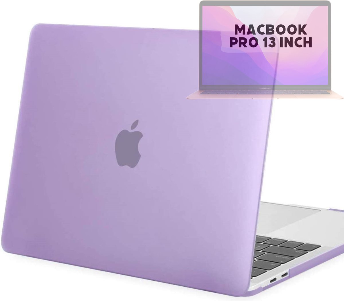 Hardcover Case Cover Voor Apple Macbook Pro 13.3 Inch 2020/2021 (A2289/A2251/A2338//A2519/A1706/A1708/1989) Hard Shell Hoes - Notebook Sleeve Skin Protector Hardshell - Hardcase Beschermhoes - Crystal Clear - Paars
