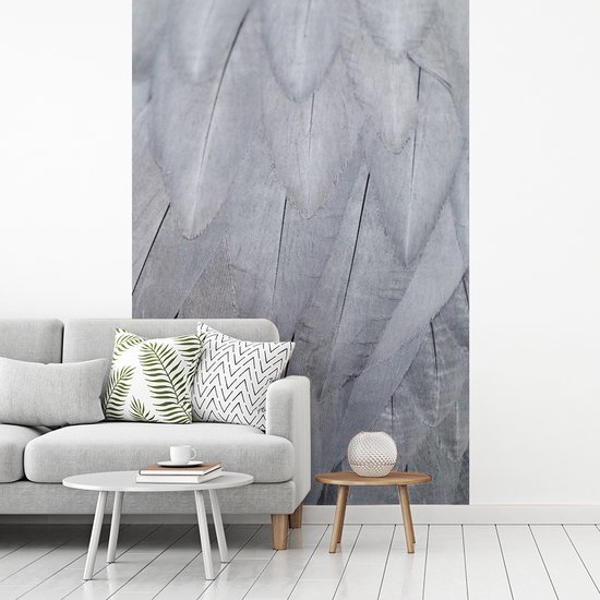 Papier peint Papier peint photo en vinyle - Structure de plumes blanches largeur 160 cm x hauteur 240 cm - Tirage photo sur papier peint (disponible en 7 tailles)