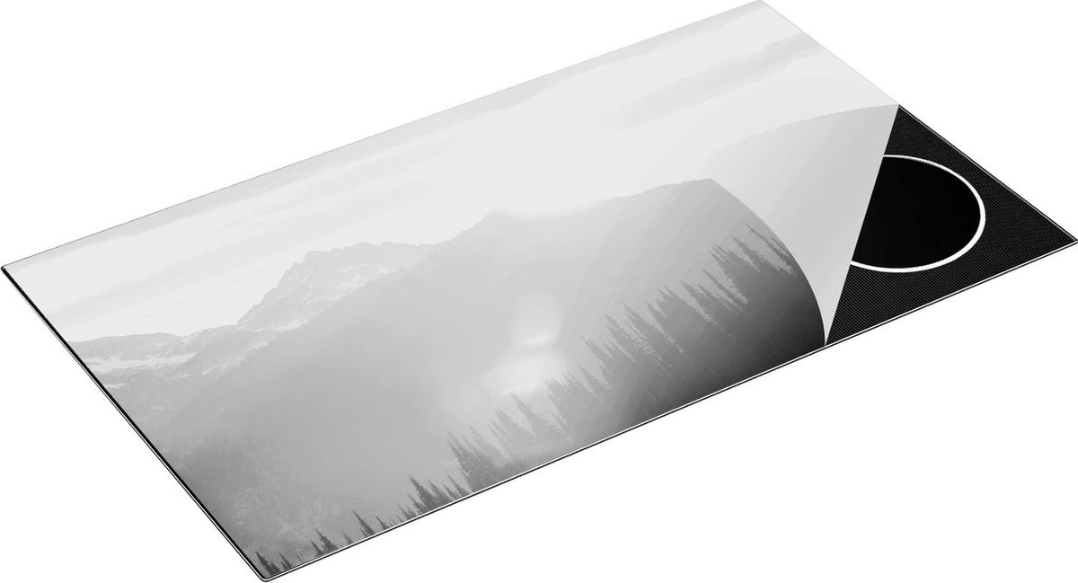 Chefcare Inductie Beschermer Zonsondergang in het Bos - Zwart Wit - 95x50 cm - Afdekplaat Inductie - Kookplaat Beschermer - Inductie Mat