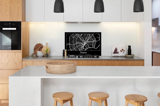 Spatscherm keuken 100x65 cm - Kookplaat achterwand Kaart - Tokio - Stadskaart - Plattegrond - Tokyo - Muurbeschermer - Spatwand fornuis - Hoogwaardig aluminium