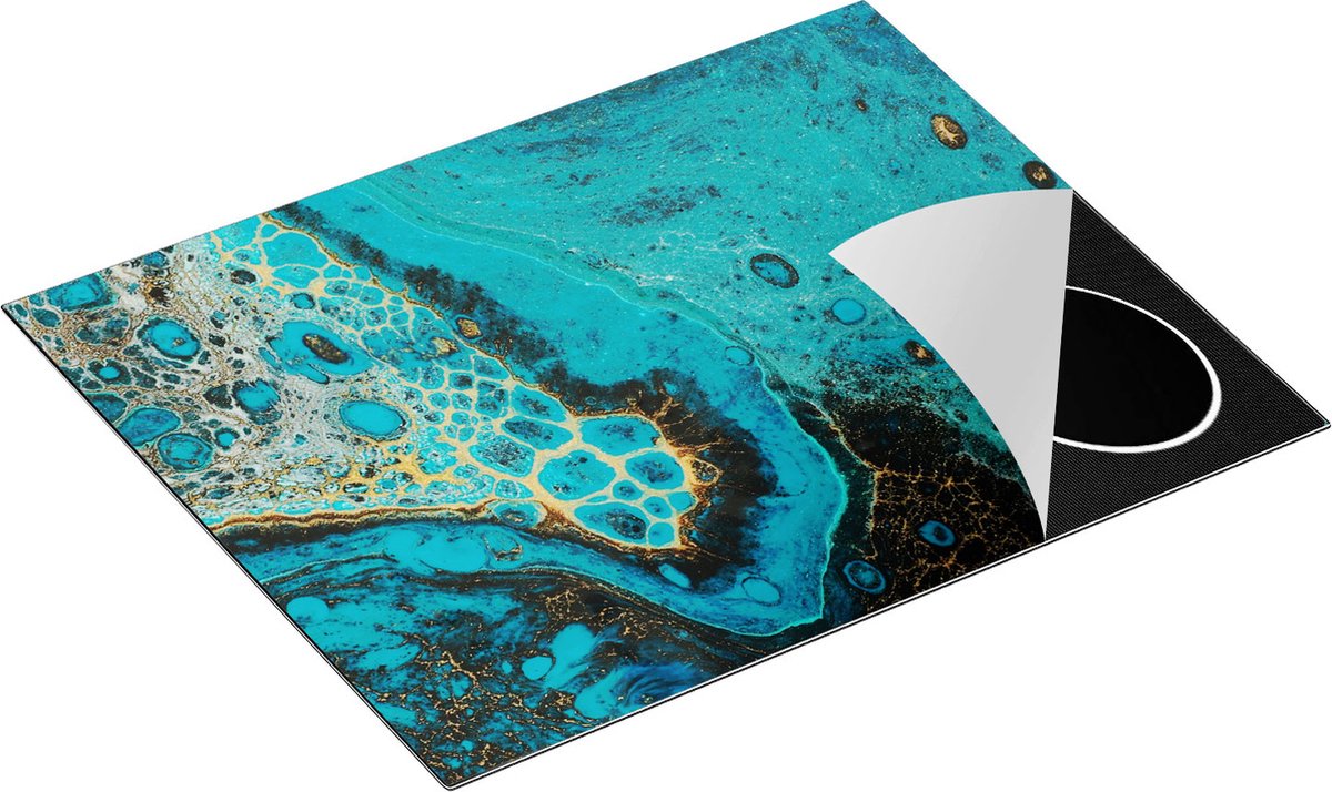 Chefcare Inductie Beschermer Abstracte Kunst - Creatieve Blauwe Kleuren - 65x50 cm - Afdekplaat Inductie - Kookplaat Beschermer - Inductie Mat