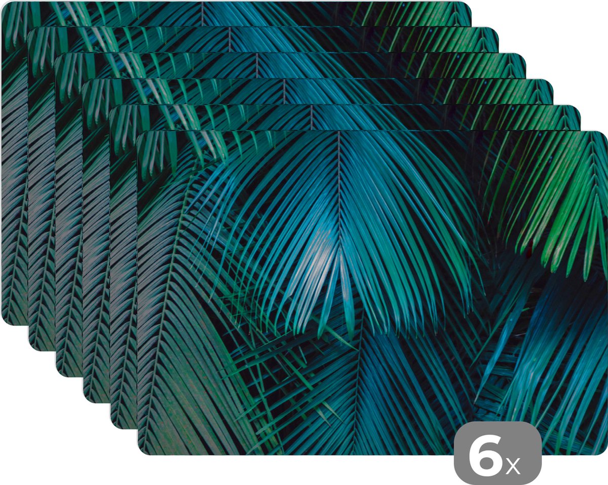Placemats - Jungle - Bladeren - Palm - Natuur - Onderlegger - Keuken - 45x30 cm 6 stuks