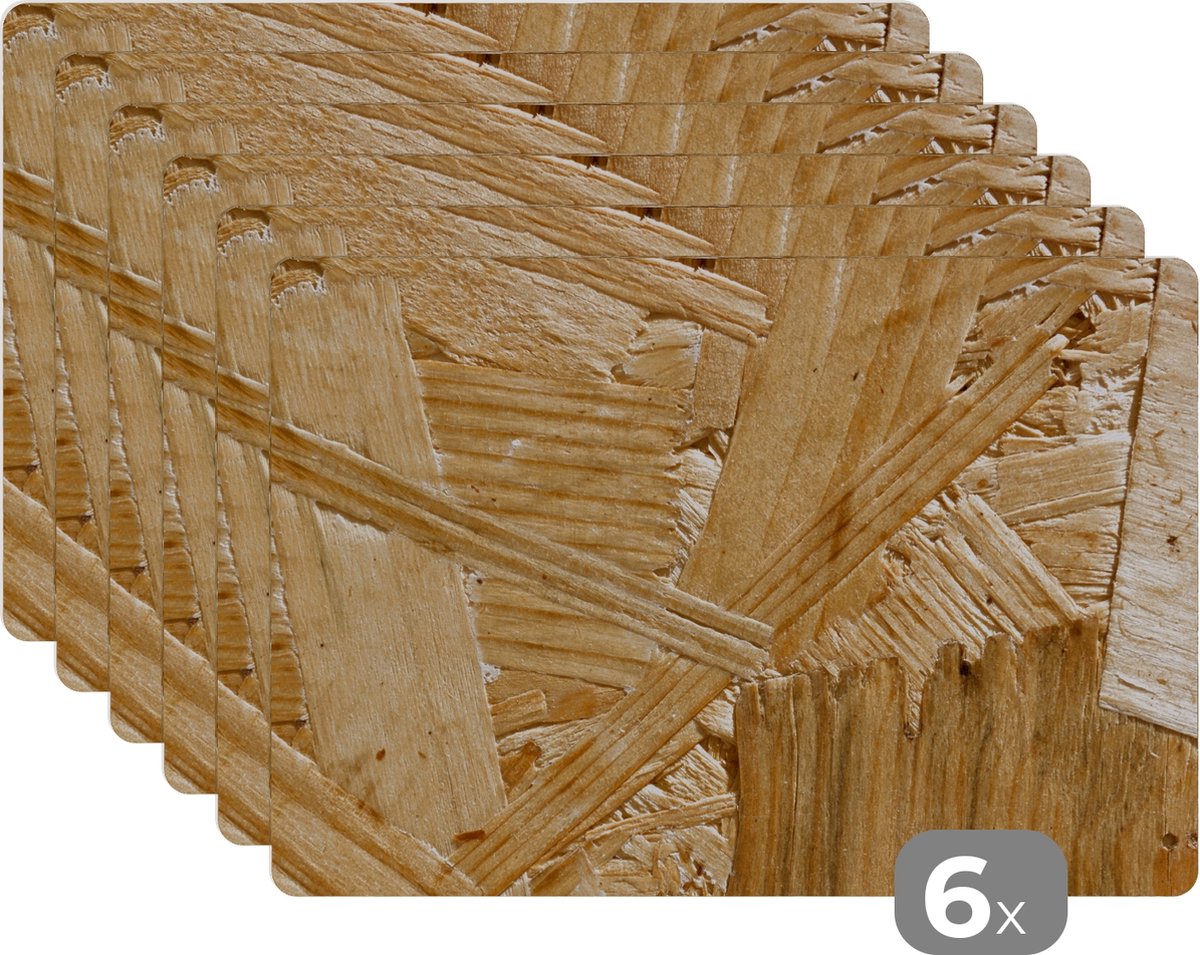Placemat - Placemats - OSB - Wood - Hout - Plank - Schutting - Tafel onderzetters - 45x30 cm - 6 stuks