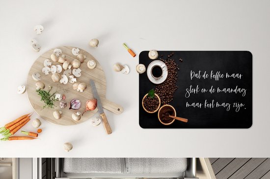 Set de table - Napperons de table plastique - Cuisine - Que le café soit fort - Café - Espresso - 45x30 cm - 6 pièces - Résistant à la chaleur - Antidérapant - Coussin - Amovible