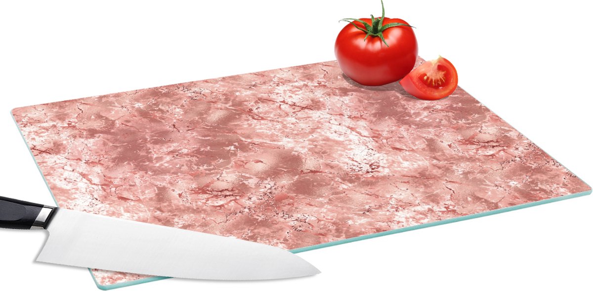 Glazen Snijplank - 39x28 - Rosé - Marmer - Stenen - Luxe - Snijplanken Glas