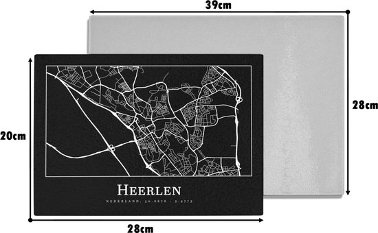 Planche à découper en Verres - 28x20 - Plan de la ville - Heerlen - Carte - Carte - Planches à découper en Glas