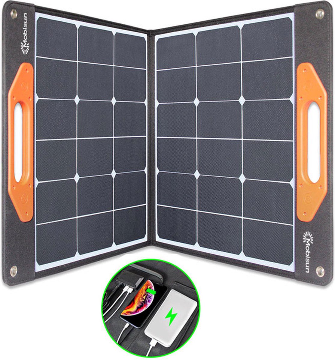 Groupe électrogène portable 1484Wh + 2 panneaux solaires pliables de 100W -  Mobisun