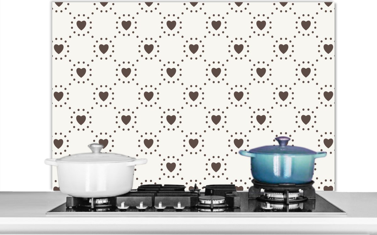 Spatscherm - Design - Patronen - Hart - Stippen - Spatwand - 100x65 cm - Achterwand keuken