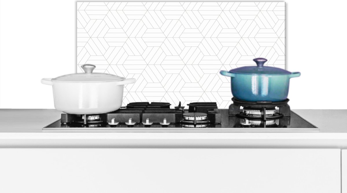 Spatscherm - Design - Keuken - Patronen - Lijn - Zwart - Wit - Spatwand - 70x30 cm