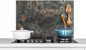 Spatscherm keuken 80x55 cm - Kookplaat achterwand Keukengerei - Koken - Plaat - Muurbeschermer - Spatwand fornuis - Hoogwaardig aluminium